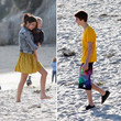 Selena Gomez con Jaxon en los barzos y Justin Bieber llegando a la playa